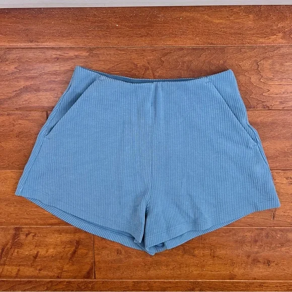 Lululemon Ribbed Softstreame Soft Stream High Rise Shorts Utility Blue Sz 4 - Picture 2 of 6